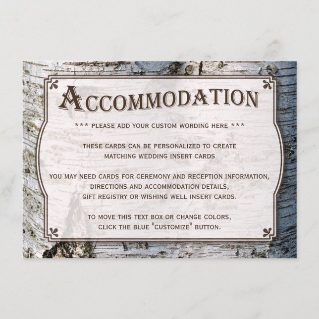 Uppsamlingen Rustic Silver Birch Träd Bröllop Tilläggskort (Framsida)