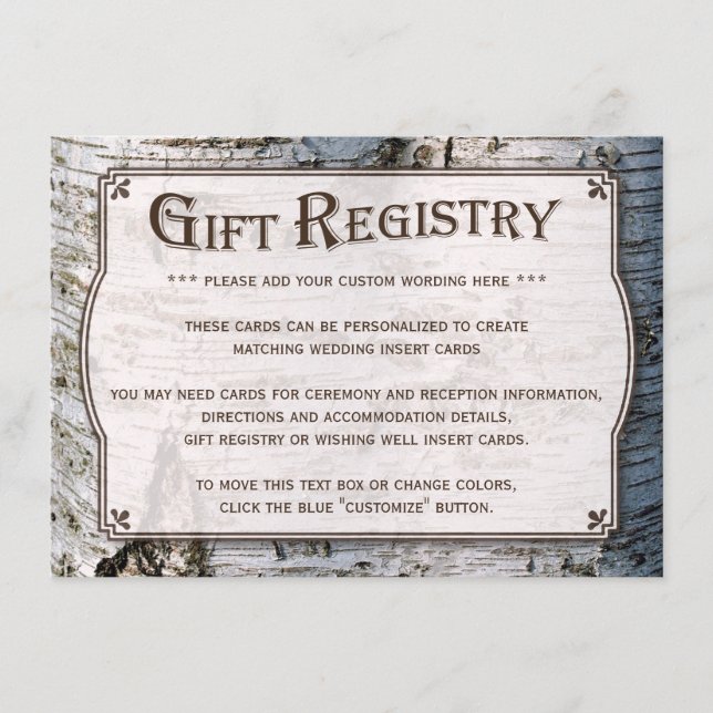 Uppsamlingen Rustic Silver Birch Träd Bröllop Tilläggskort (Framsida)