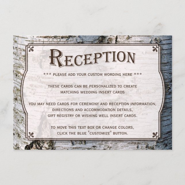 Uppsamlingen Rustic Silver Birch Träd Bröllop Tilläggskort (Framsida)