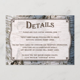 Uppsamlingen Rustic Silver Birch Träd Bröllop Tilläggskort