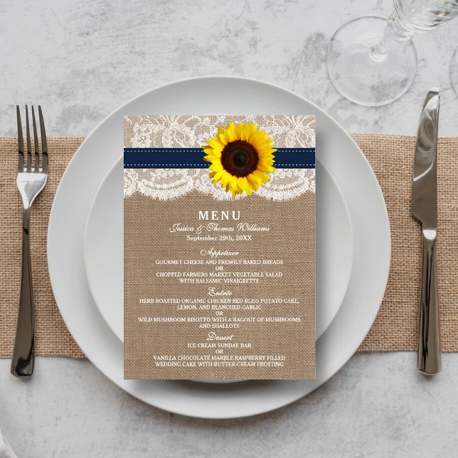 Uppsamlingen Rustic Solros Bröllop - flottan Meny (Skapare uppladdad)