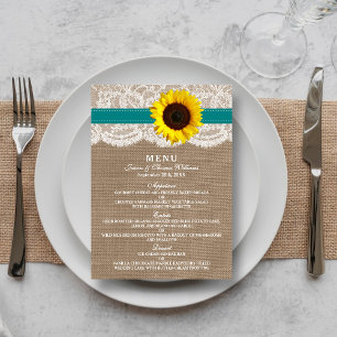 Uppsamlingen Rustic Solros Bröllop - Teal Meny