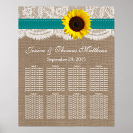 Uppsamlingen Rustic Solros Bröllop - Teal Poster