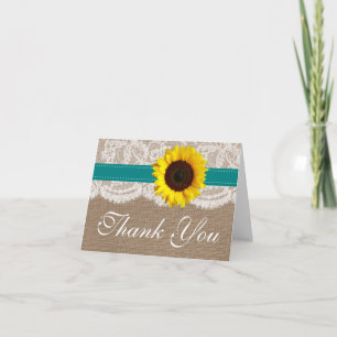 Uppsamlingen Rustic Solros Bröllop - Teal Tack Kort