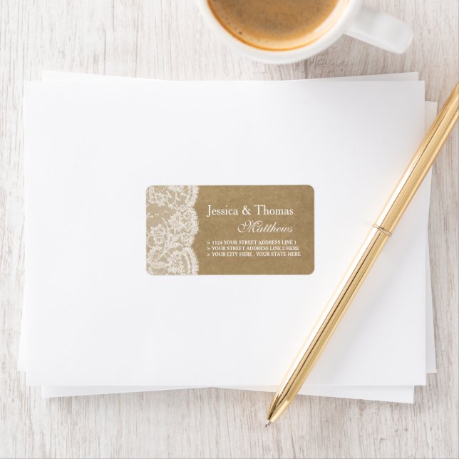 Uppsamlingsetiketterna Kraft & Snöre Bröllop Adressetikett (Insitu)