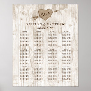Uppsamlingssätet Carved Heart Träd Bröllop Poster