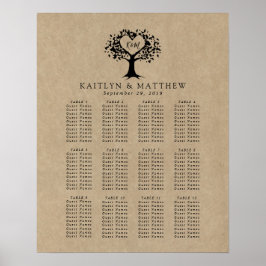 Uppsamlingssätet Rustic Heart Träd Bröllop Poster