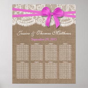 Uppsamlingssätet Rustic Rosa Bow Bröllop Poster