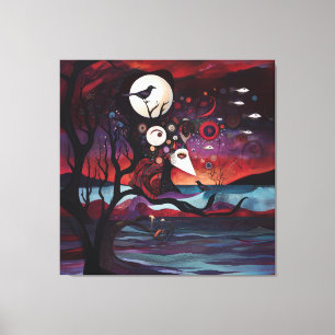 Uppsåtlig avsikt Mörk Witchy AI Art Canvastryck