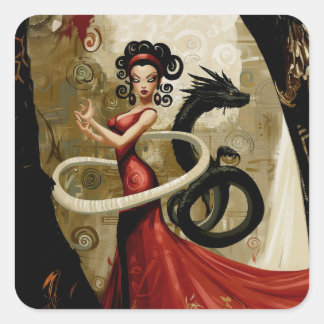 Uppsåtlig avsikt Mörk Witchy AI Art Fyrkantigt Klistermärke