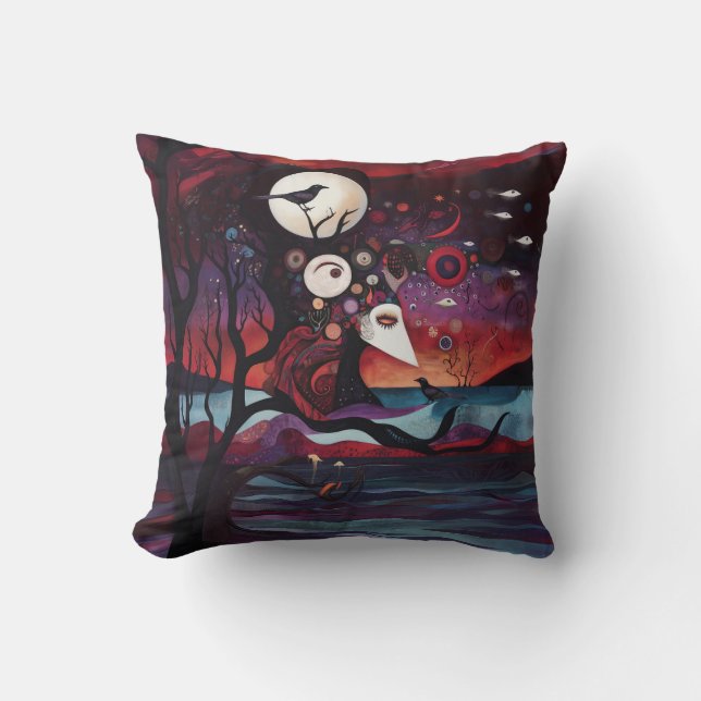 Uppsåtlig avsikt Mörk Witchy AI Art Kudde (Framsida)