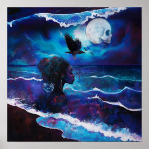 Uppsåtligt uppsåtligt Witchy AI Art Matte-värde Poster