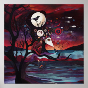 Uppsåtligt uppsåtligt Witchy AI Art Matte-värde Poster