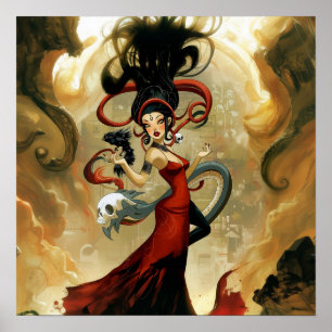 Uppsåtligt uppsåtligt Witchy AI Art Matte-värde Poster