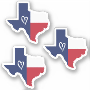 Uppsättning 3 Kärlek i Texas Statlig flagga Klistermärken