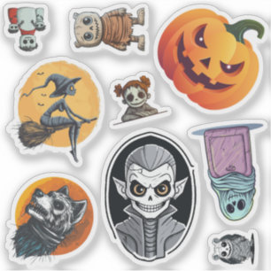 Uppsättning 9 Spooky Halloween Klistermärken
