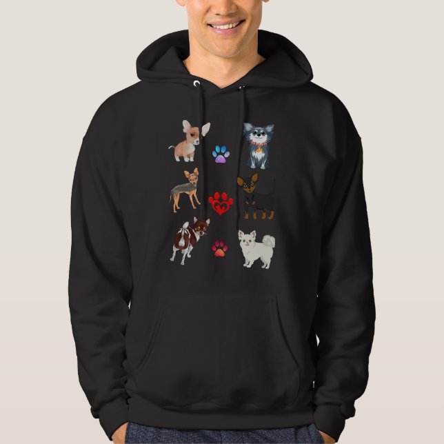 Uppsättning av chihuahua Puppies Stickers Hoodie (Framsida)
