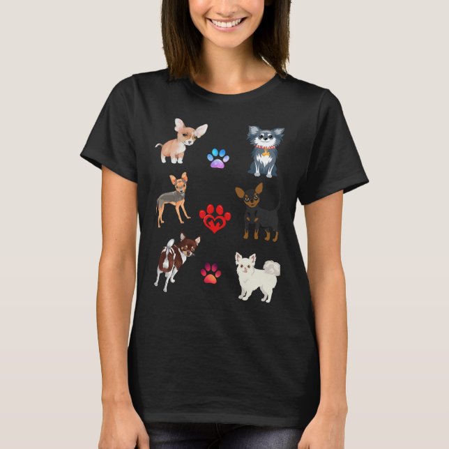 Uppsättning av chihuahua Puppies Stickers T Shirt (Framsida)