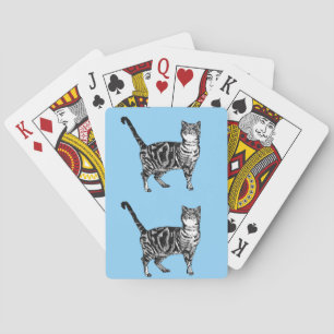 Uppsättning av Cute Tabby katt Teckning-bildkort Casinokort