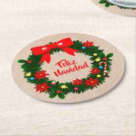 Uppsättning av Feliz Navidad God jul utandningsbad Underlägg Papper Rund