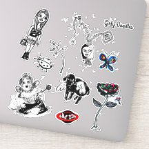 Uppsättning av Girly Doodles-etikett