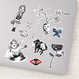 Uppsättning av Girly Doodles-etikett Klistermärken