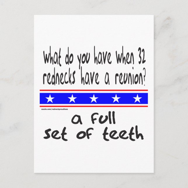 UPPSÄTTNING AV REDNECK-FULLT AV TEETH T-SHIRTS OCH VYKORT (Framsida)