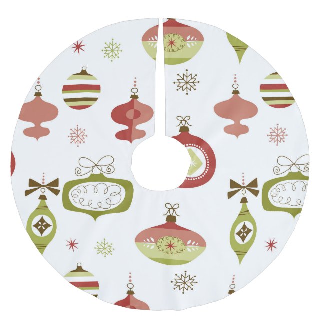 Uppsättning av Retro julprydnadar Julgransmatta Borstad Polyester (Framsidan)