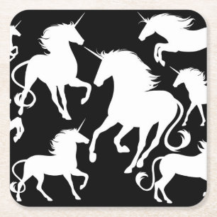 uppsättning av unicorns underlägg papper kvadrat