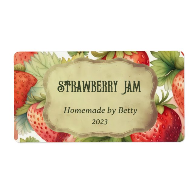 Uppsättning för Homemade Stawberry Sylt-etiketter Fraktsedel (Framsidan)