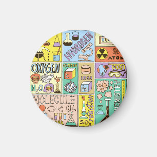 Uppsättning för illustration av kemisk Vintage Magnet