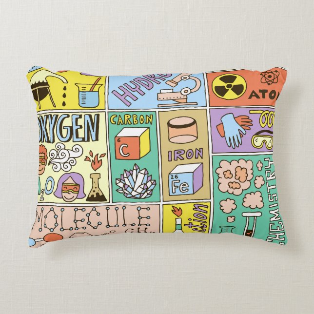 Uppsättning för illustration av kemisk Vintage Prydnadskudde (Framsidan)