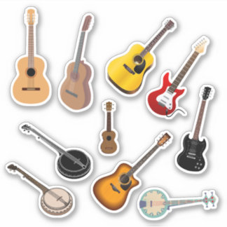Uppsättning med 10 Guitar Stickers | Instrument St Klistermärken