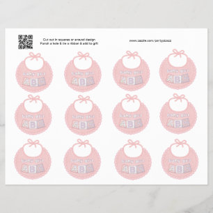 Uppsättning med 12 Flicka Rosa Bib Gift eller favä Reklamblad