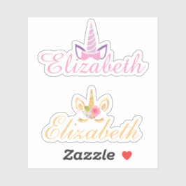 Uppsättning med 2 unika namn för rosa och guld klistermärken