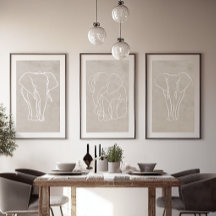 Uppsättning med 3 Poster elefantkonst