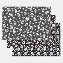 Uppsättning med 3 Skull och Crossbone White