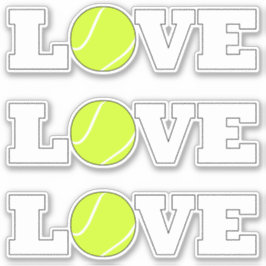 Uppsättning med 3 Tennis KÄRLEK Roligt Sports Play Klistermärken