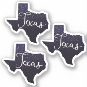 Uppsättning med 3 Texas Night Stars State Shape Klistermärken