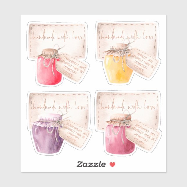 Uppsättning med 4 etiketter för Homemade Sylt (Ark)