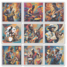 Uppsättning med 9 Jazz Musician Stickers