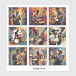 Uppsättning med 9 Jazz Musician Stickers Klistermärken