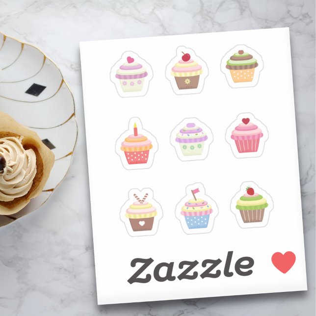 Uppsättning med färgfulla Muffinsar Klistermärken (Set of Colorful Cupcakes Stickers)