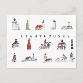 Uppsättning med fyrar vykort