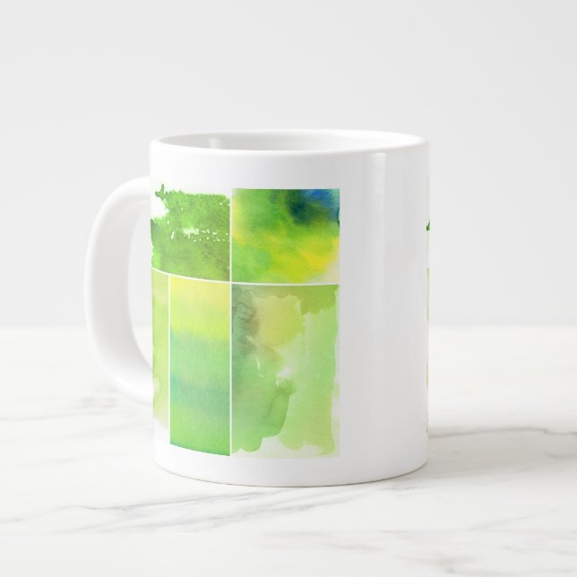 Uppsättning med vattenfärgsfärgad abstrakt som fär jumbo mugg (Framsida vänster)