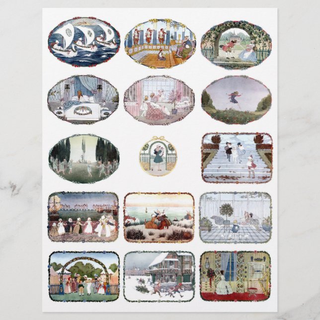 Uppsättning på 15 - Barns Bok Bilder Collage Lakan (Framsida)