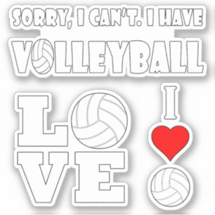 Uppsättning Roligt Volleyball Player eller Team Cu Klistermärken