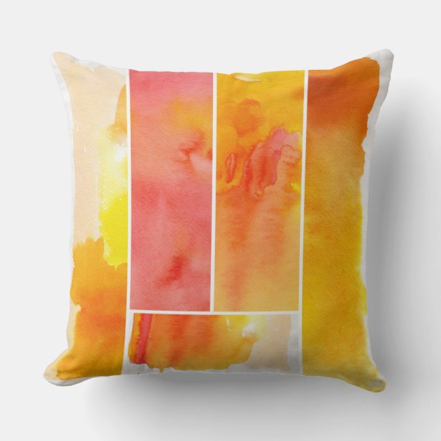 Uppsättningen av den abstrakt vattenfärgen räcker kudde (Framsida)