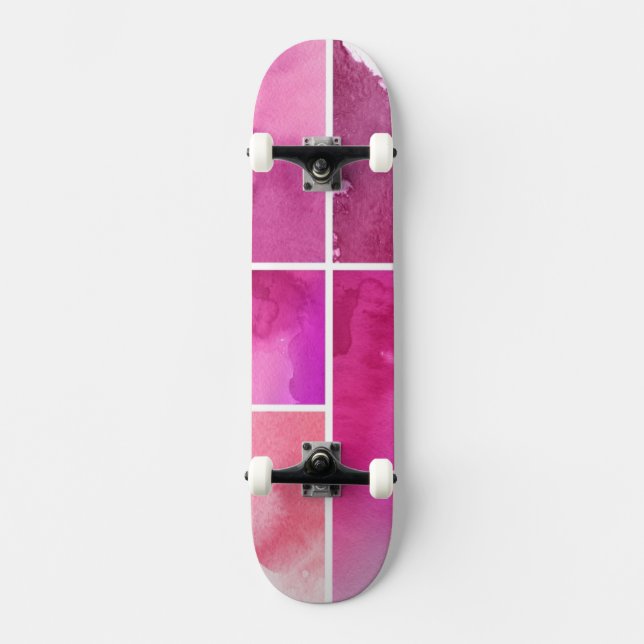 Uppsättningen av vattenfärgabstrakt räcker målade skateboard bräda 21,5 cm (Framsida)