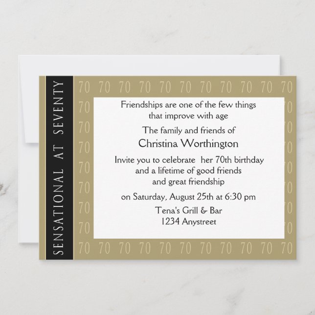 Uppseendeväckande på inbjudan för 70 party (Framsida)